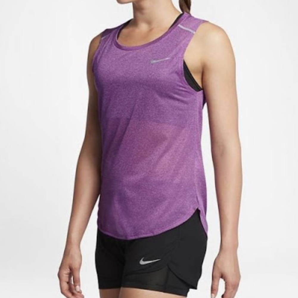 Nike Purple Running Training Short Sleeve Top